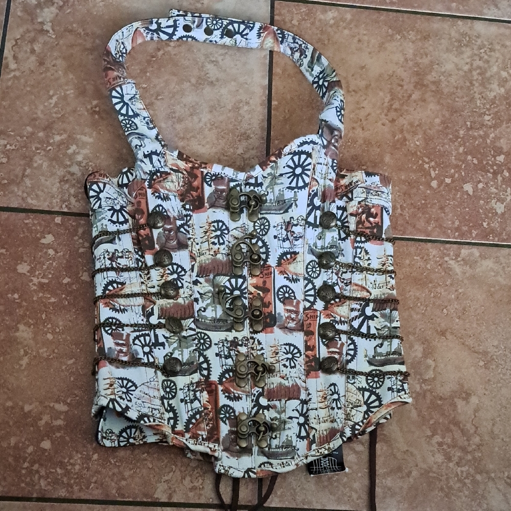 Steampunk Print Corset Top Made In India